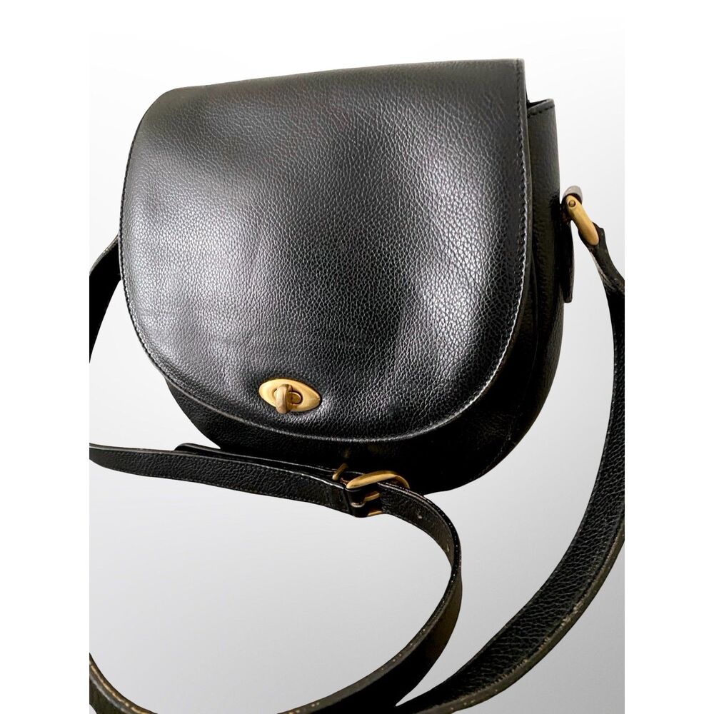 Vintage Coach 1994 Madison Carlyle 4401 Black Leather Crossbody Turnlock Italy - Picture 2 of 13